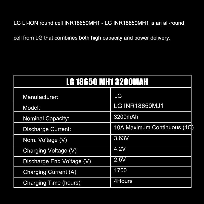 Celdas LG Inr18650mh1 3200 Mah