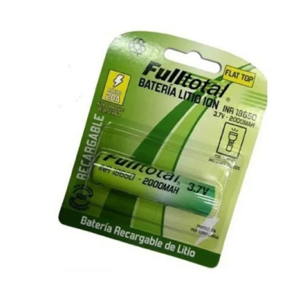 Bateria 18650 Litio Fulltotal 2000 Mah, 3.7v Alta Descarga